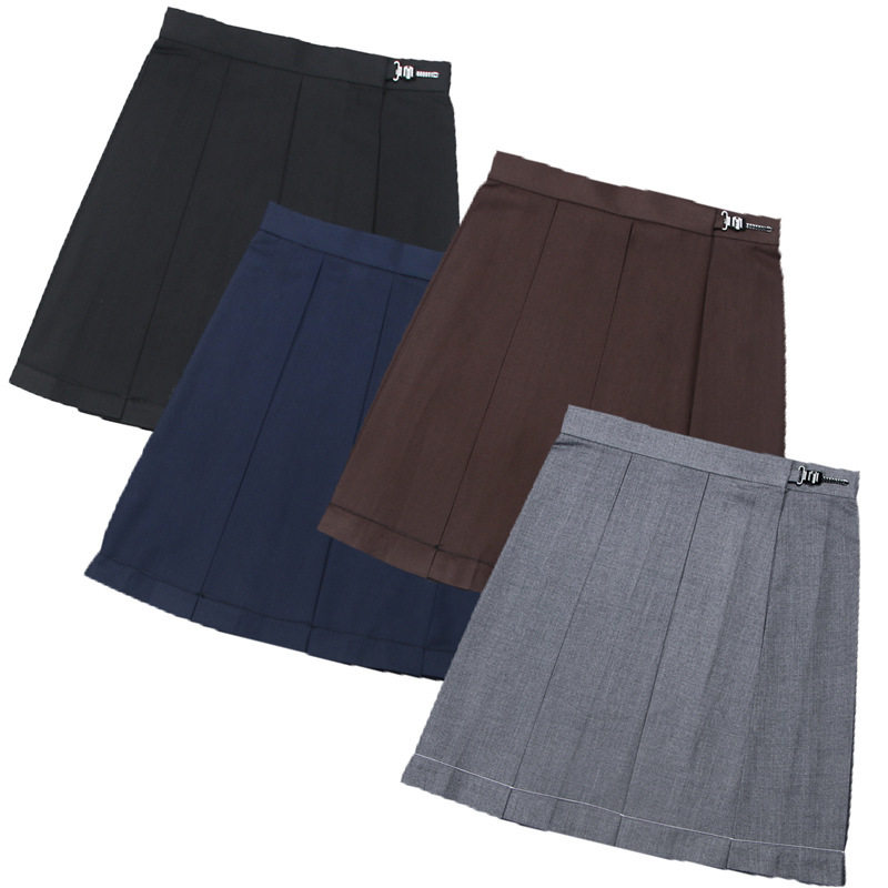 蓝色裙绀色半身学生新款JK制服八箱褶半身裙学院风灰黑
