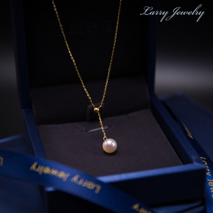 Larry劳瑞珠宝18K金天然珍珠项链日本Akoya海水珠调节项链锁骨链