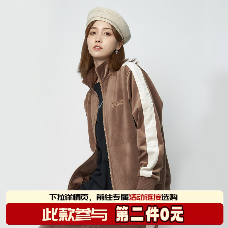 THEWIZBRAND 春季美式复古风拼接刺绣丝绒休闲夹克外套装男女款
