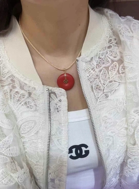 天然南红玛瑙平安扣项链女款锁骨链颈链饰品礼物送女友闺蜜生日