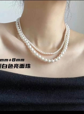 天然珍珠项链女款锁骨链颈链饰品礼物送女友闺蜜生日礼物