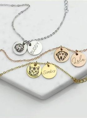 定制照片刻字手链情侣男女手绘图