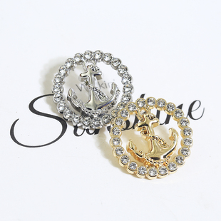 高档高级船锚镂空点钻金属纽扣香风百搭装饰扣西装大衣外套配饰扣