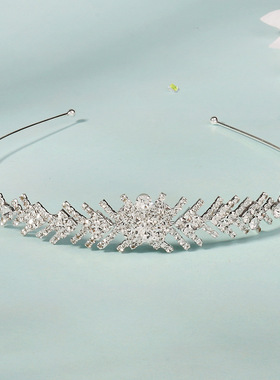 新娘发箍设计感婚礼舞会派对发饰水钻爪链几何发箍女鱼骨型头饰