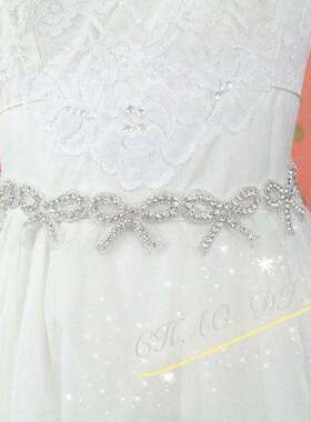 腰带女配饰连衣裙收腰水钻蝴蝶结礼服婚纱腰封 装饰百搭配裙子ins