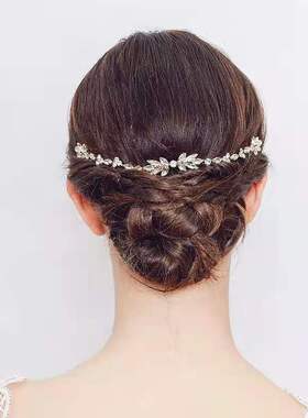 头饰发梳子水钻水晶婚纱礼服盘发插梳新娘礼服欧美丸子头发夹饰品