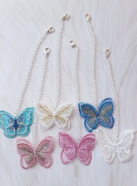 彩色蝴蝶串珠皮草外套手工饰品挂件秋冬时尚水晶貂皮穿珠毛衣挂钩