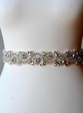 腰带水晶水钻时尚新娘婚纱配饰高档派对礼服装饰宽腰封绑带闪钻饰