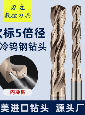 内冷内出水中心出水钨钢钻头欧标5倍径麻花钻乌钢钻头定柄3-14mm