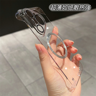 适用于华为pura70手机壳镜头膜电镀无边框新款p80pro+超薄透明半包pc保护套pura80磁吸充电简约高级感男女款