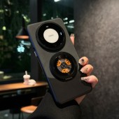 齿轮解压陀螺支架适用华为mate60pro 手机壳pura70ultra时尚 创意mete50皮质防摔mata40pro旋转支架双色拼接