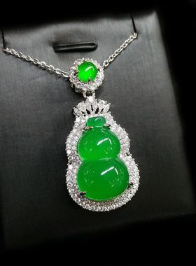 玛瑙玉髓葫芦天然玛瑙阳绿葫芦镶嵌满钻吊坠福禄玉石挂件厂家直销