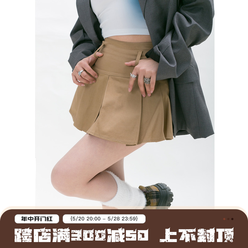 BLACKBB/复古学生时代显瘦百褶裙女夏23s夏季新款高腰jk包臀短裙