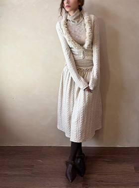 無丛NO SERVICE小众设计针织假两件上衣可拆卸毛领