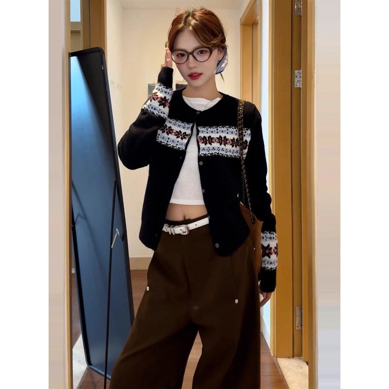 复古浪漫费尔岛风秋冬毛织外套针织开衫短款提花外搭上衣女毛衣,女装/女士精品,毛针织衫,淘宝优惠券,粉丝福利购,淘宝优惠卷