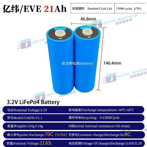 全新亿纬/EVE3.2V21Ah亿纬21安
