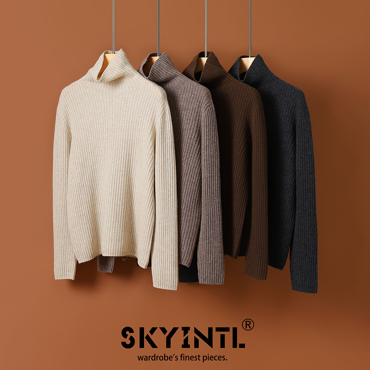 SkyINTL无缝一体加厚羊毛针织衫