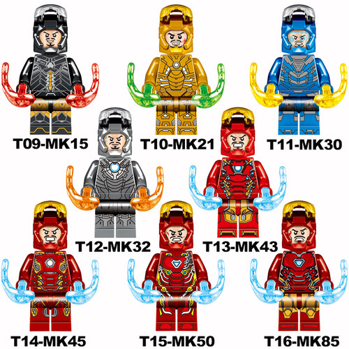 漫威复仇者联盟4钢铁侠3马克MK42装机甲MK85托尼积木人仔
