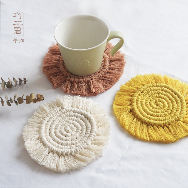 手工棉绳杯垫编织diy材料包餐垫餐桌茶几隔热垫民宿书桌垫子