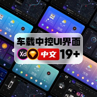 华为电动汽车车载HMI特斯拉Model中控屏界面XD设计Sketch素材模板