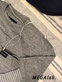 秋冬纯棉圆领假两件条纹长袖 MEGA 16AW TEE DESCENDANT DCDT