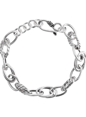 小众设计师款欧美风男士银手链