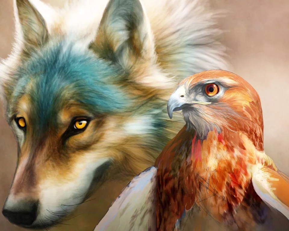 钻石画2023年新款满钻钻石画diy5d狼与鹰满钻客