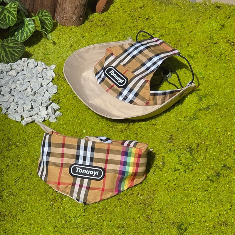 Tonuoyi 宠物狗狗遮阳帽中大型犬三角巾防晒户外渔夫帽围巾可调节