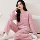 法兰绒加厚加绒保暖冬天套头家居服套装 浪莎珊瑚绒睡衣女款 秋冬季