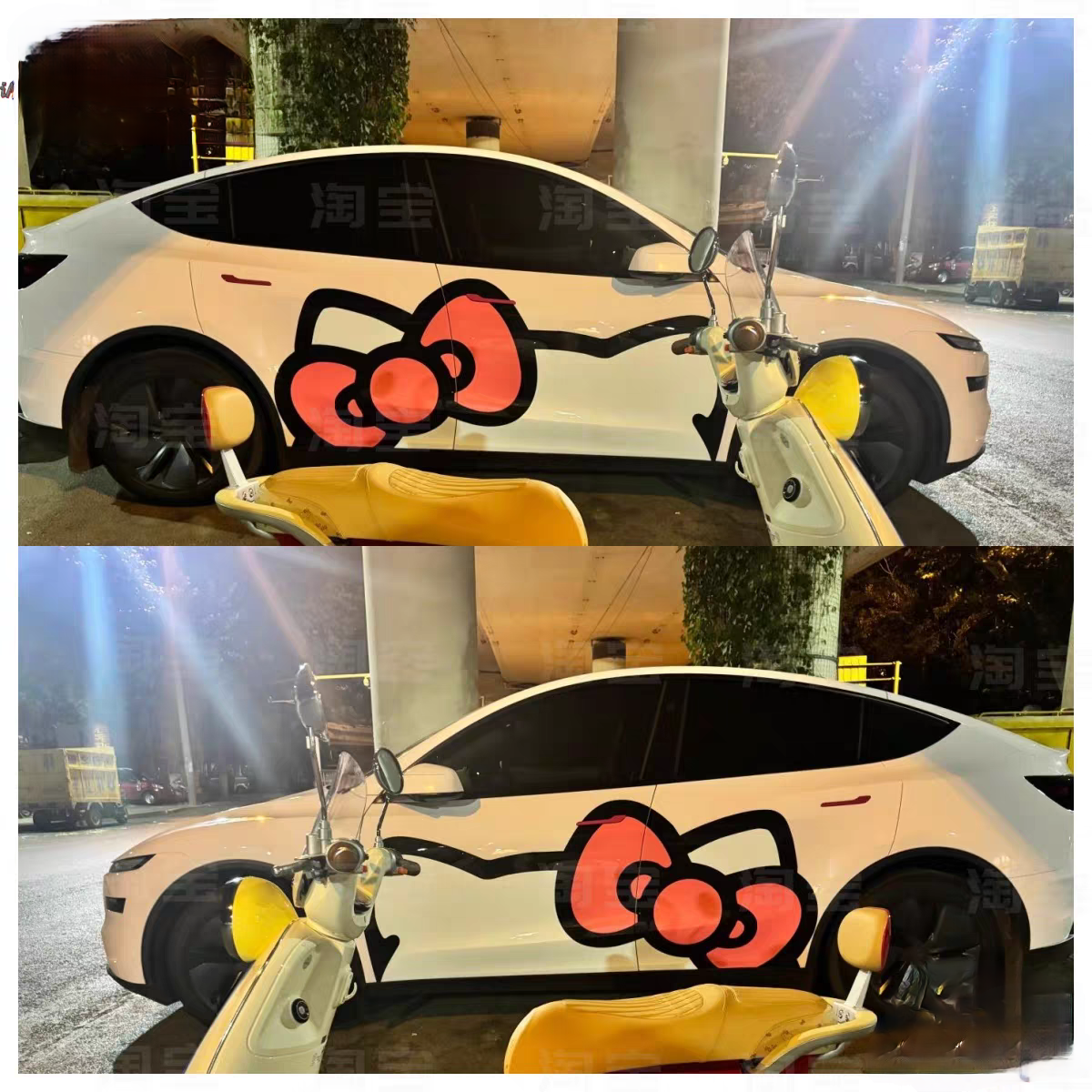 KT猫特斯拉model蔚来小鹏宝马polo海豹车身拉花装饰汽车贴纸定制