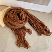 棉麻薄款 暖咖色纱巾秋冬纯色保暖围脖 围巾女百搭披肩春秋洋气时尚