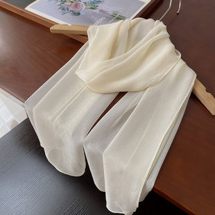 纯色乔其纱丝巾女夏季薄款百搭防晒纱巾形体舞蹈围巾春秋披肩围脖