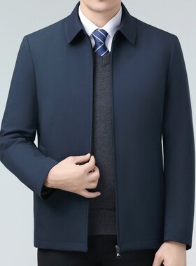 步云2026冬季翻领羽绒服中年活里活面商务外套爸爸装鸭绒保暖夹克