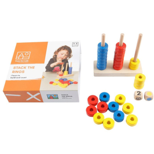 life幼儿园儿童木制计数加减法算数珠玩具 颜色数字叠圈Toys for