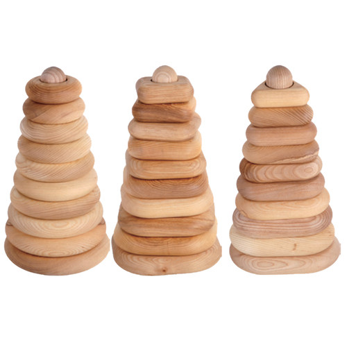 堆塔-圆形三角形堆正方形叠套柱Vivaio幼儿园木质排序堆叠高玩具