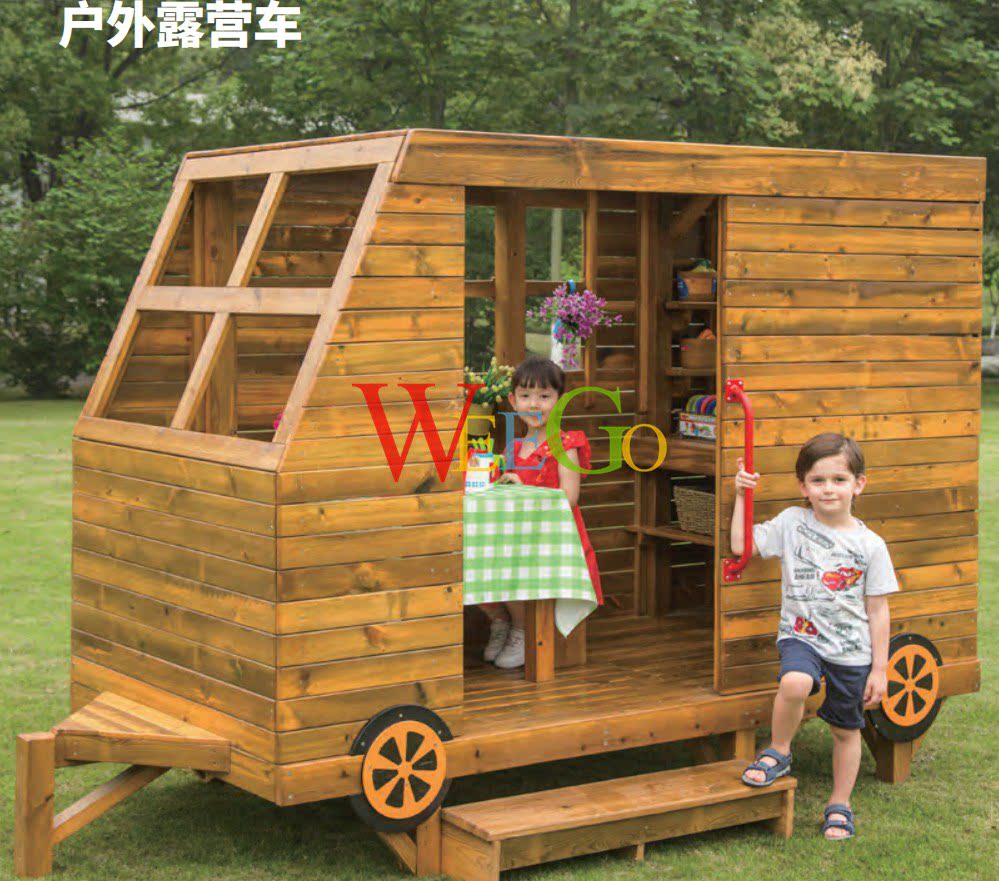 户外露营车 儿童大型角色扮演 游戏屋 防腐松木木制