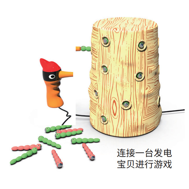 啄木鸟捉虫游戏发电宝贝蓝色橙色幼教儿童玩具电能转化成磁能科学