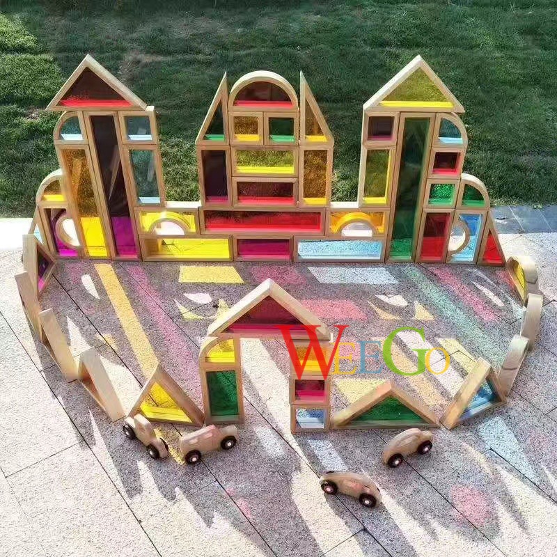 56片盒装亚克力积木五彩叠叠乐STEAM建构教室积木儿童室内桌面