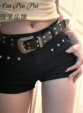 美式辣妹柳丁低腰牛仔超短裤女春夏新款修身显瘦包臀阔腿热裤子潮