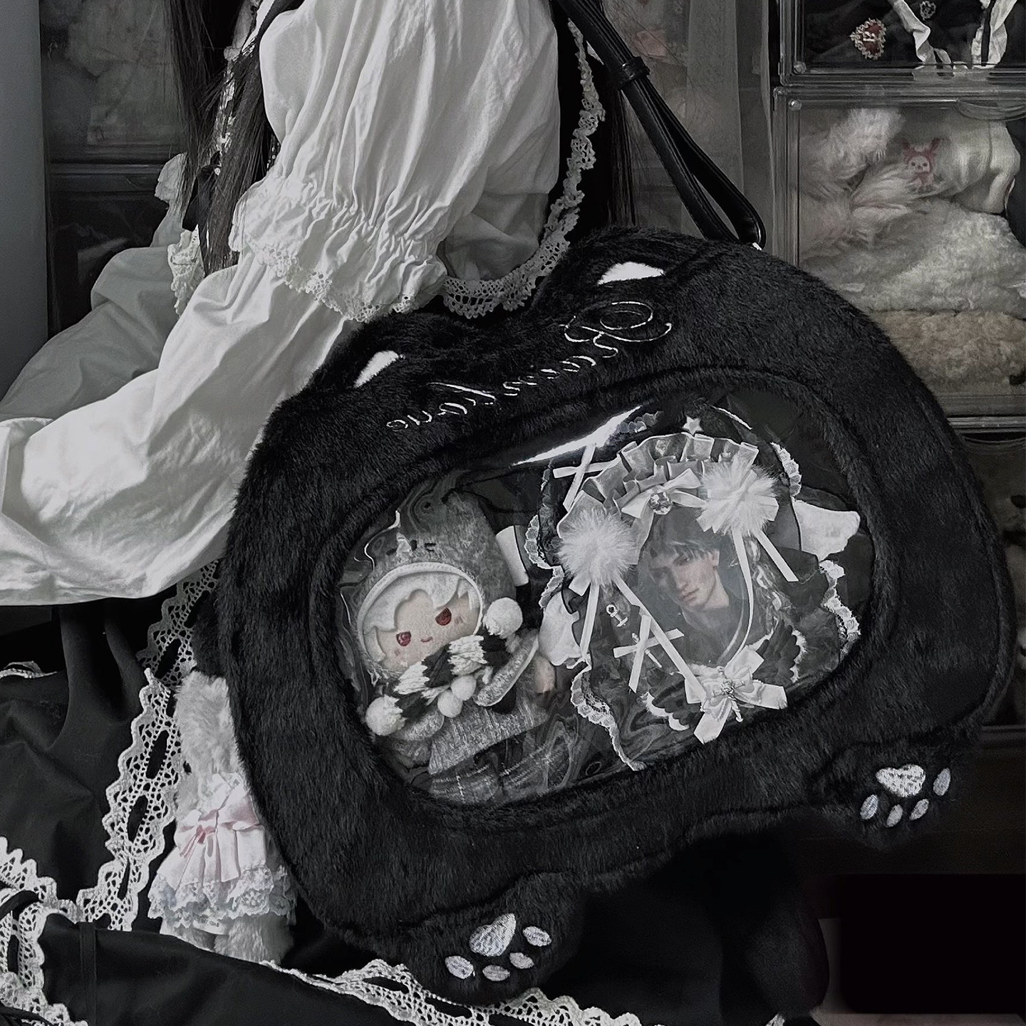 小方糖原创双人20cm棉花娃娃【天气喵】女包双肩斜挎毛绒日常痛包