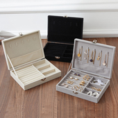 绒布首饰盒耳钉耳环项链手饰品绒布款 式 精致珠宝收纳盒带项链挂钩