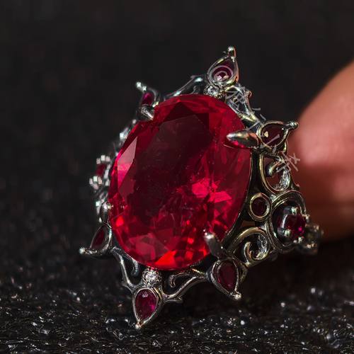 彻。深渊之铭s925纯银戒指可调红刚玉石榴石游戏周边奢华复古戒指