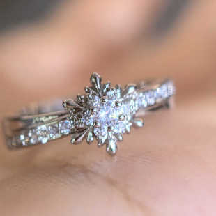 黎深100级牵绊戒指s925纯银开口雪花婚戒锆石微镶精致高级对戒