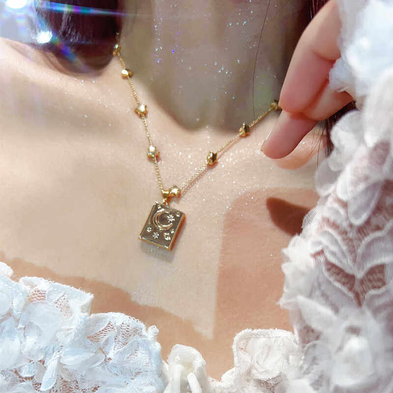 魅芽仙骨开合月亮书项链