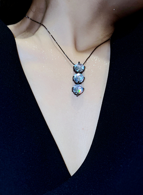 魅芽仙骨黑金锆石超闪锁骨链女