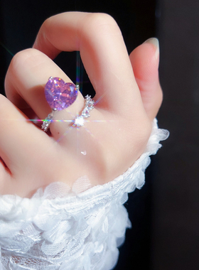 魅芽仙骨甜美粉色爱心公主戒指