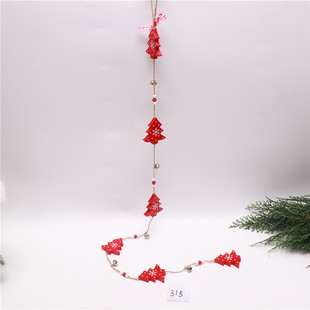 圣诞装饰品布艺圣诞字母串木制长串挂饰商场橱窗场景布置藤条挂件