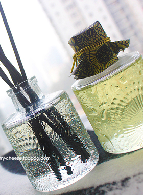 清仓包邮美国购Voluspa无火香薰蜡烛室内精油香氛蕾丝浮雕瓶100ml