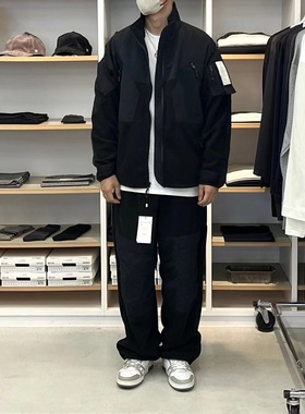 摇粒绒立领夹克cold weather fleece jacket工装外套贴布拼接夹克