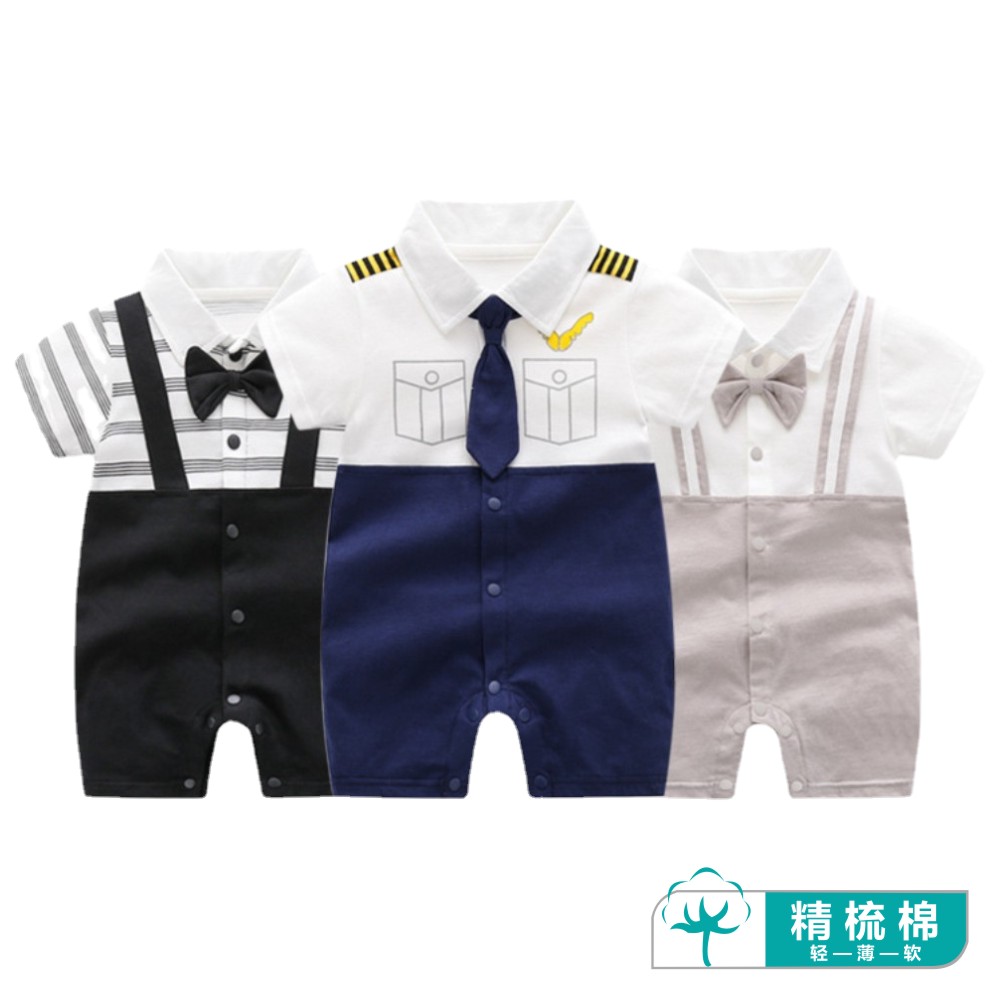 轻薄婴儿短袖礼服哈衣夏季连体衣